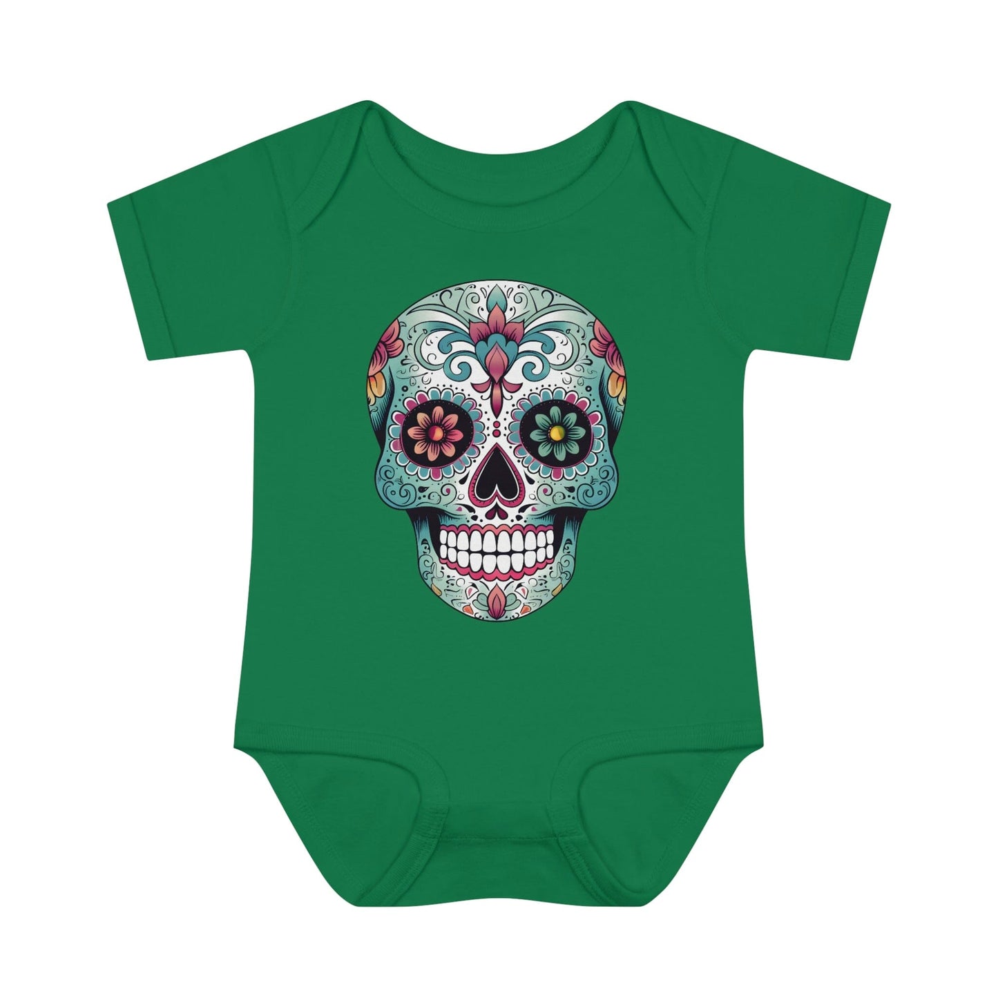 Sugar Skull Baby Onesie™- Unique Tattoo Inspired Baby Apparel Kids clothes Printify 6M Kelly 