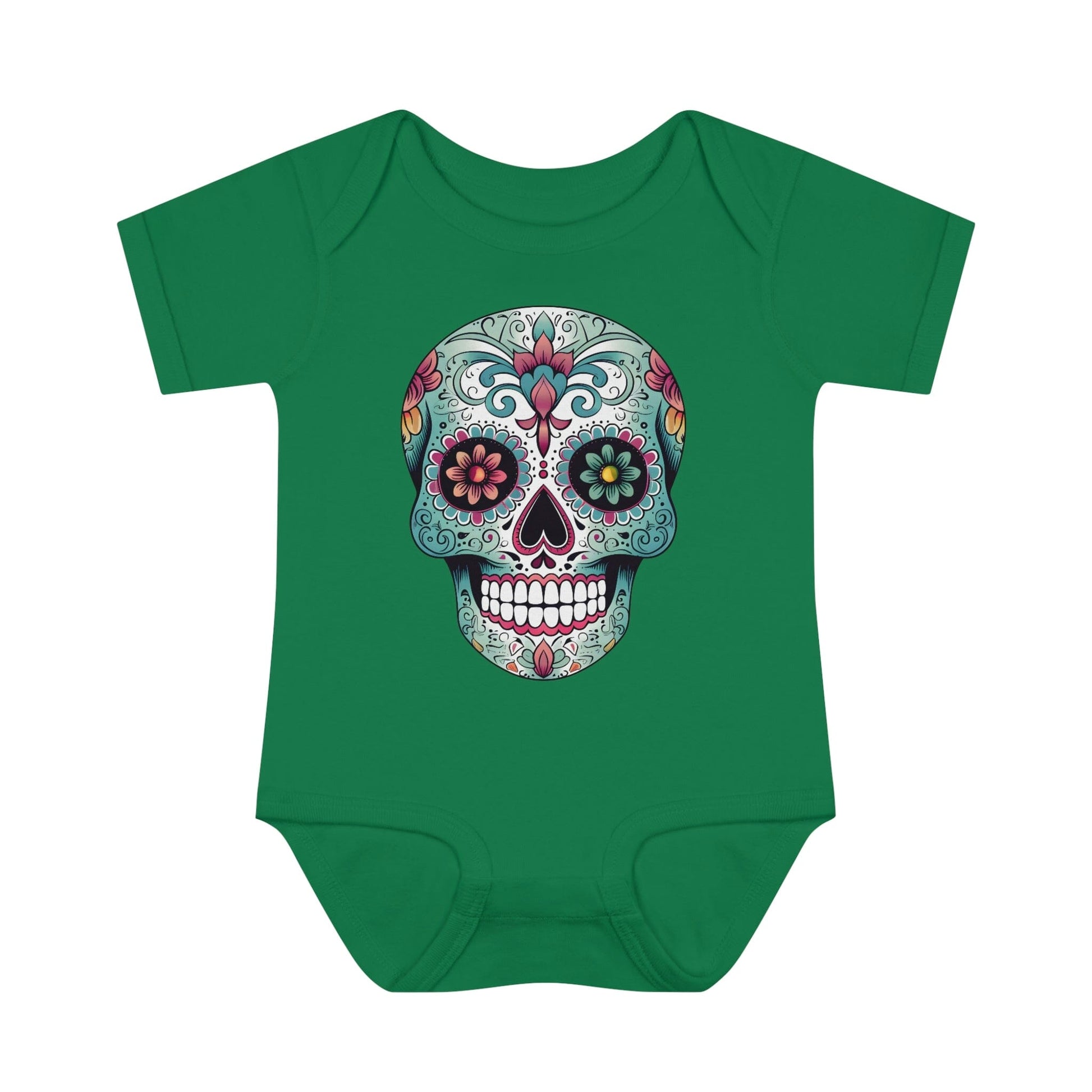 Sugar Skull Baby Onesie™- Unique Tattoo Inspired Baby Apparel Kids clothes Printify 6M Kelly 