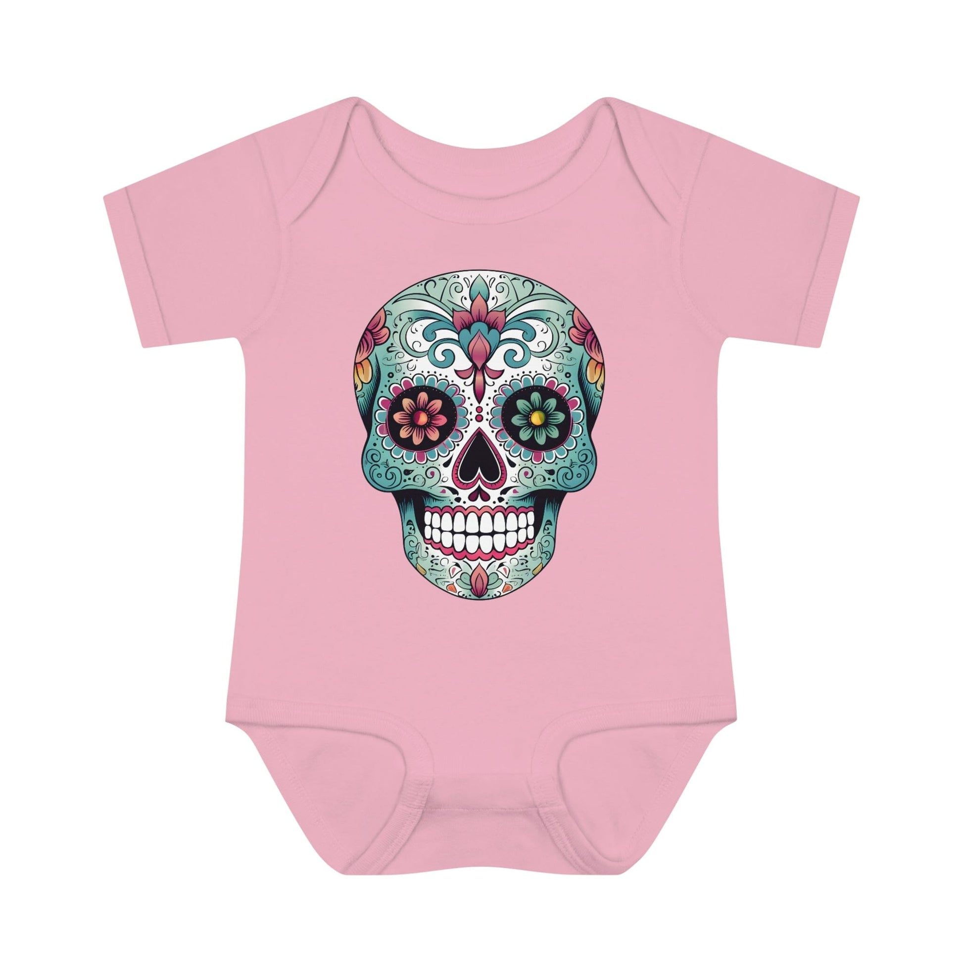 Sugar Skull Baby Onesie™- Unique Tattoo Inspired Baby Apparel Kids clothes Printify 6M Pink 