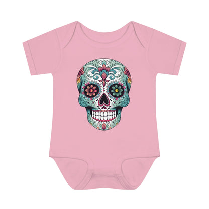 Sugar Skull Baby Onesie™- Unique Tattoo Inspired Baby Apparel Kids clothes Printify 6M Pink 