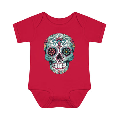 Sugar Skull Baby Onesie™- Unique Tattoo Inspired Baby Apparel Kids clothes Printify 6M Red 