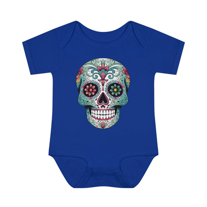 Sugar Skull Baby Onesie™- Unique Tattoo Inspired Baby Apparel Kids clothes Printify 6M Royal 