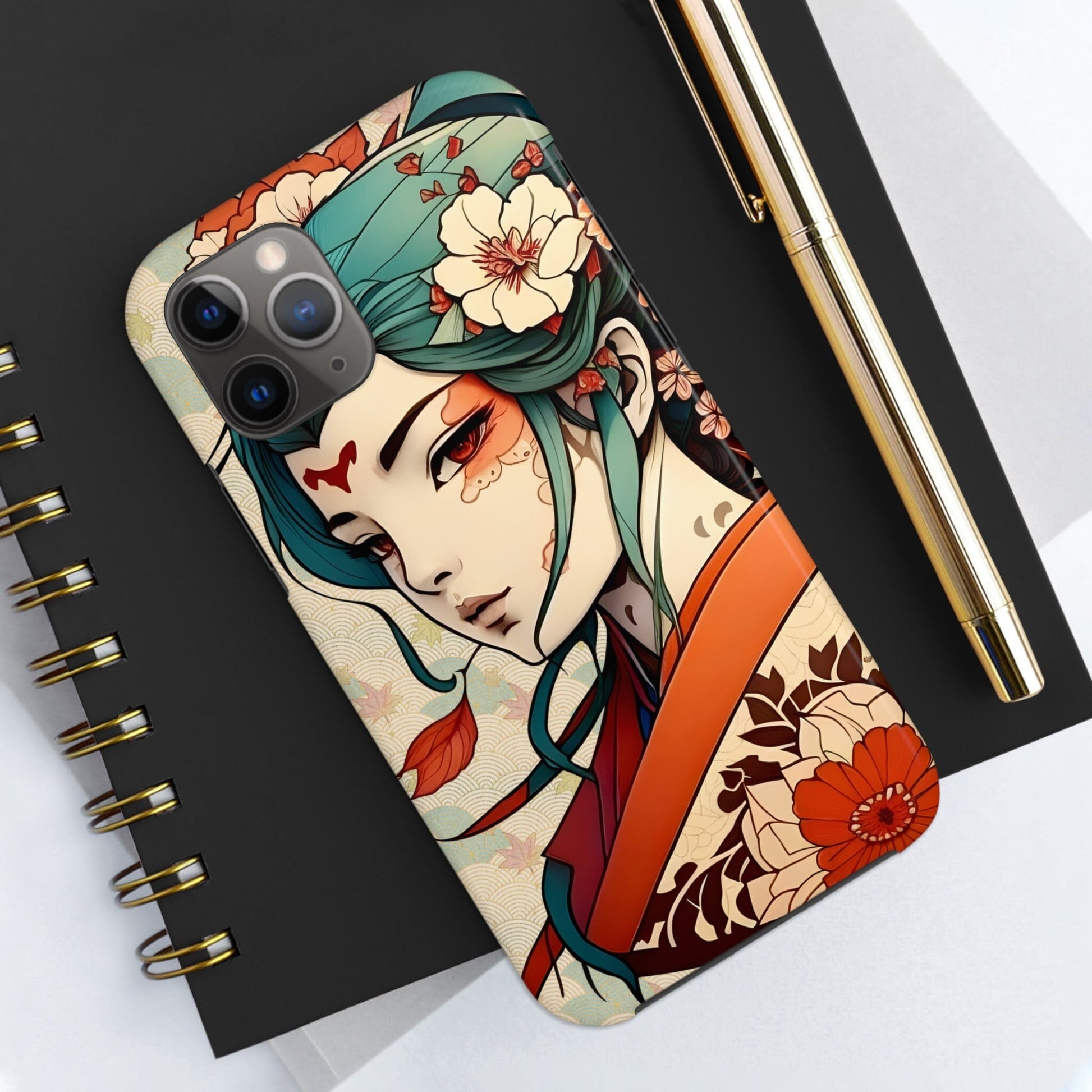 Tattoo-Inspired Anime-Style Japanese Geisha Phone Case Phone Case InkedOut 