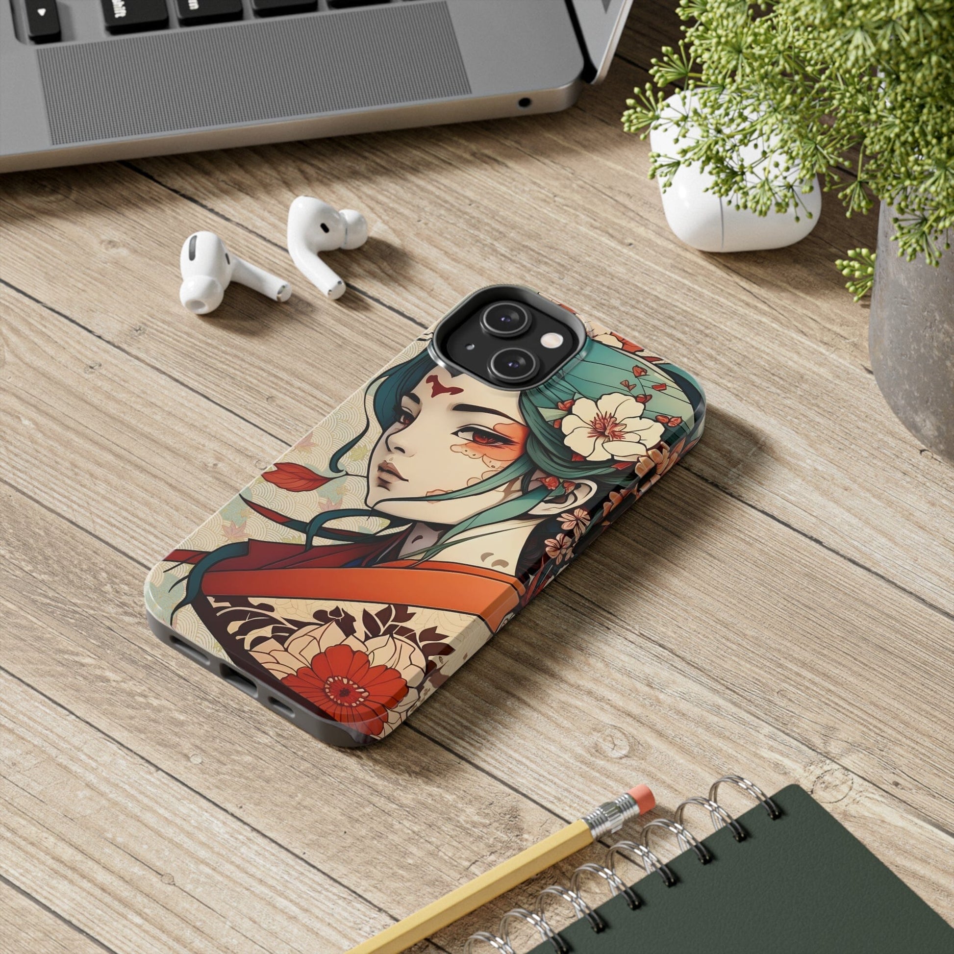 Tattoo-Inspired Anime-Style Japanese Geisha Phone Case Phone Case InkedOut 