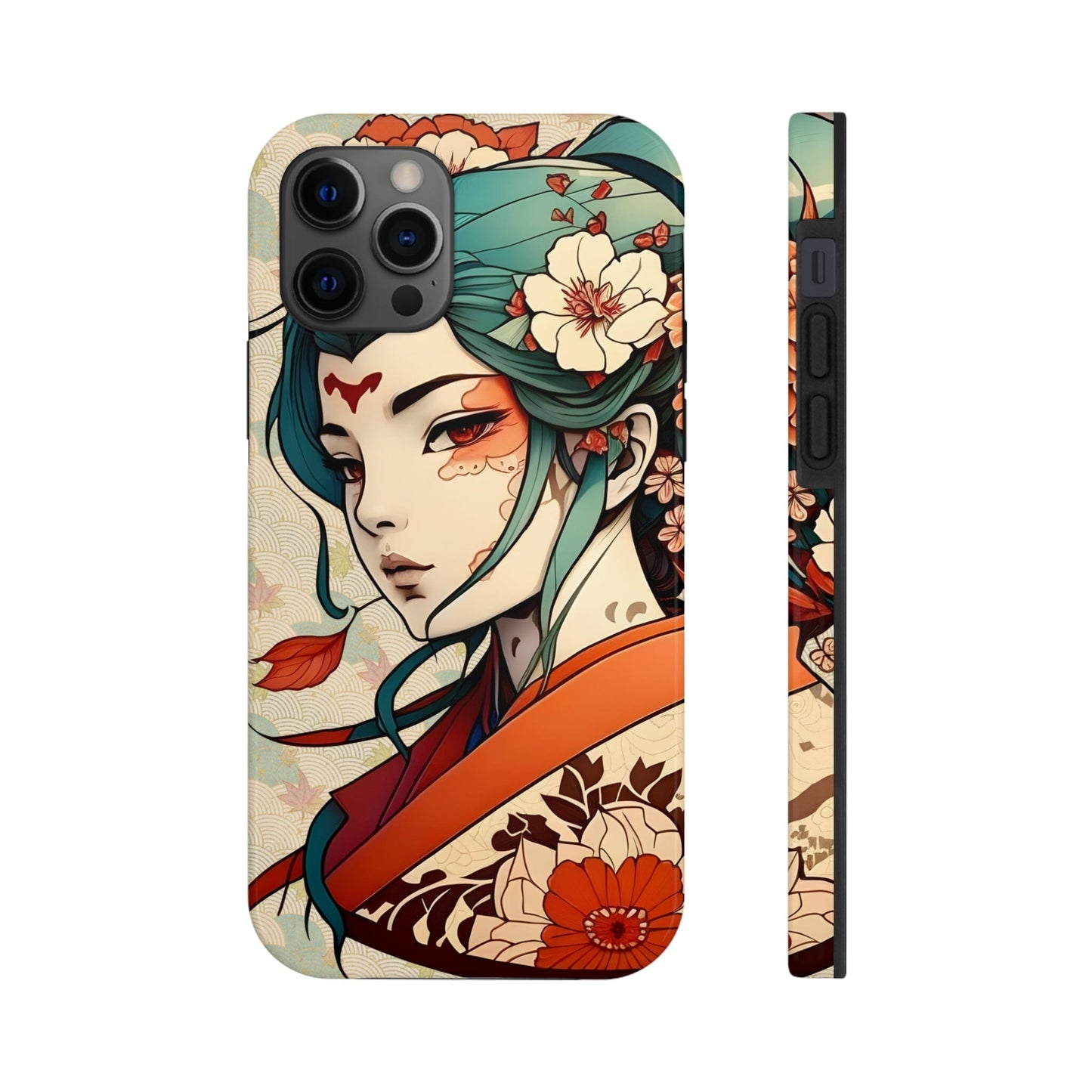 Tattoo-Inspired Anime-Style Japanese Geisha Phone Case Phone Case InkedOut iPhone 12 Pro 