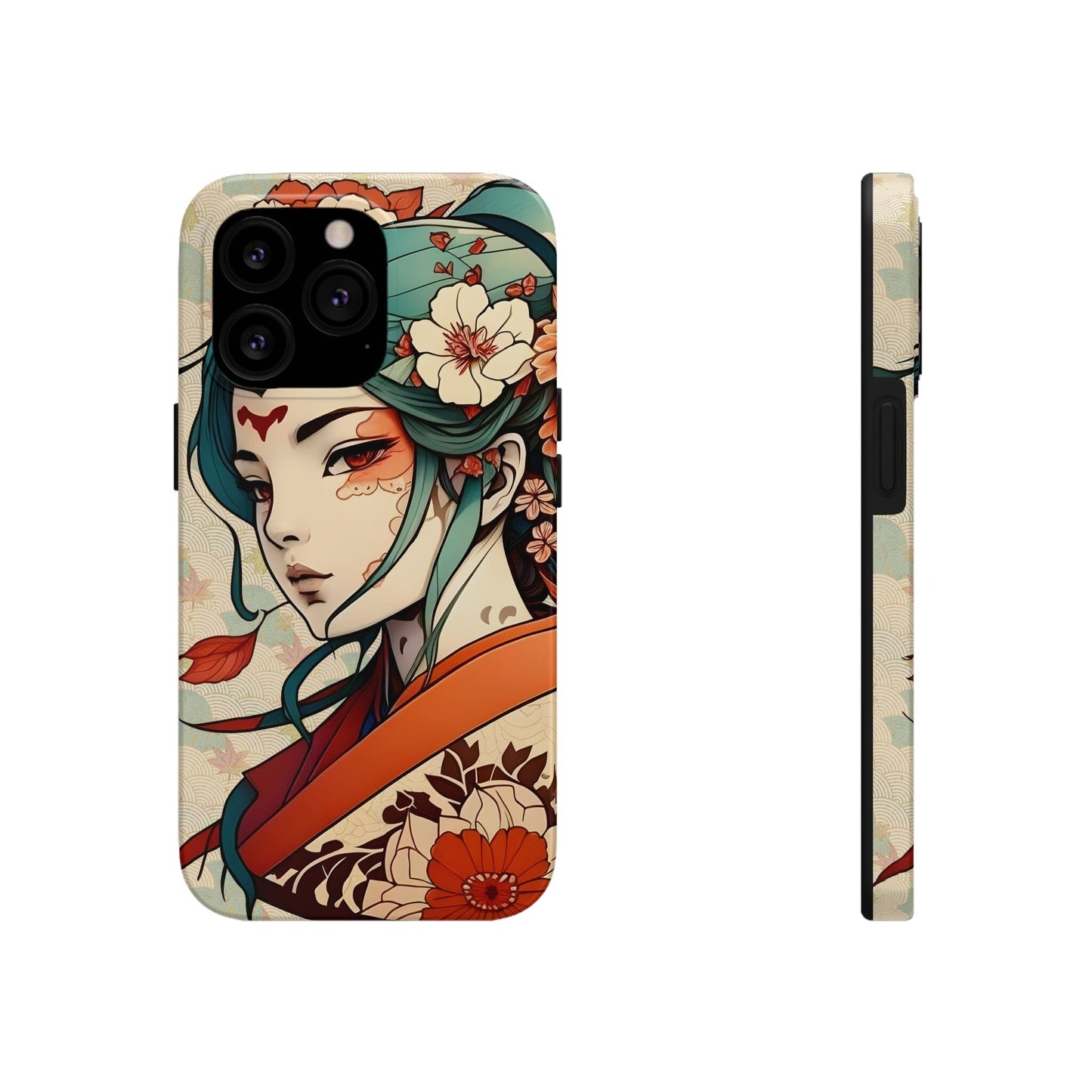 Tattoo-Inspired Anime-Style Japanese Geisha Phone Case Phone Case InkedOut iPhone 13 Pro 