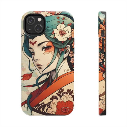 Tattoo-Inspired Anime-Style Japanese Geisha Phone Case Phone Case InkedOut iPhone 14 Plus 