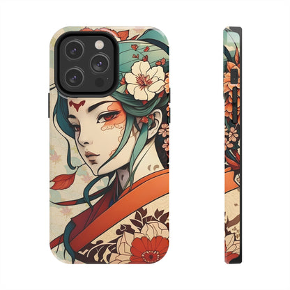 Tattoo-Inspired Anime-Style Japanese Geisha Phone Case Phone Case InkedOut iPhone 14 Pro Max 