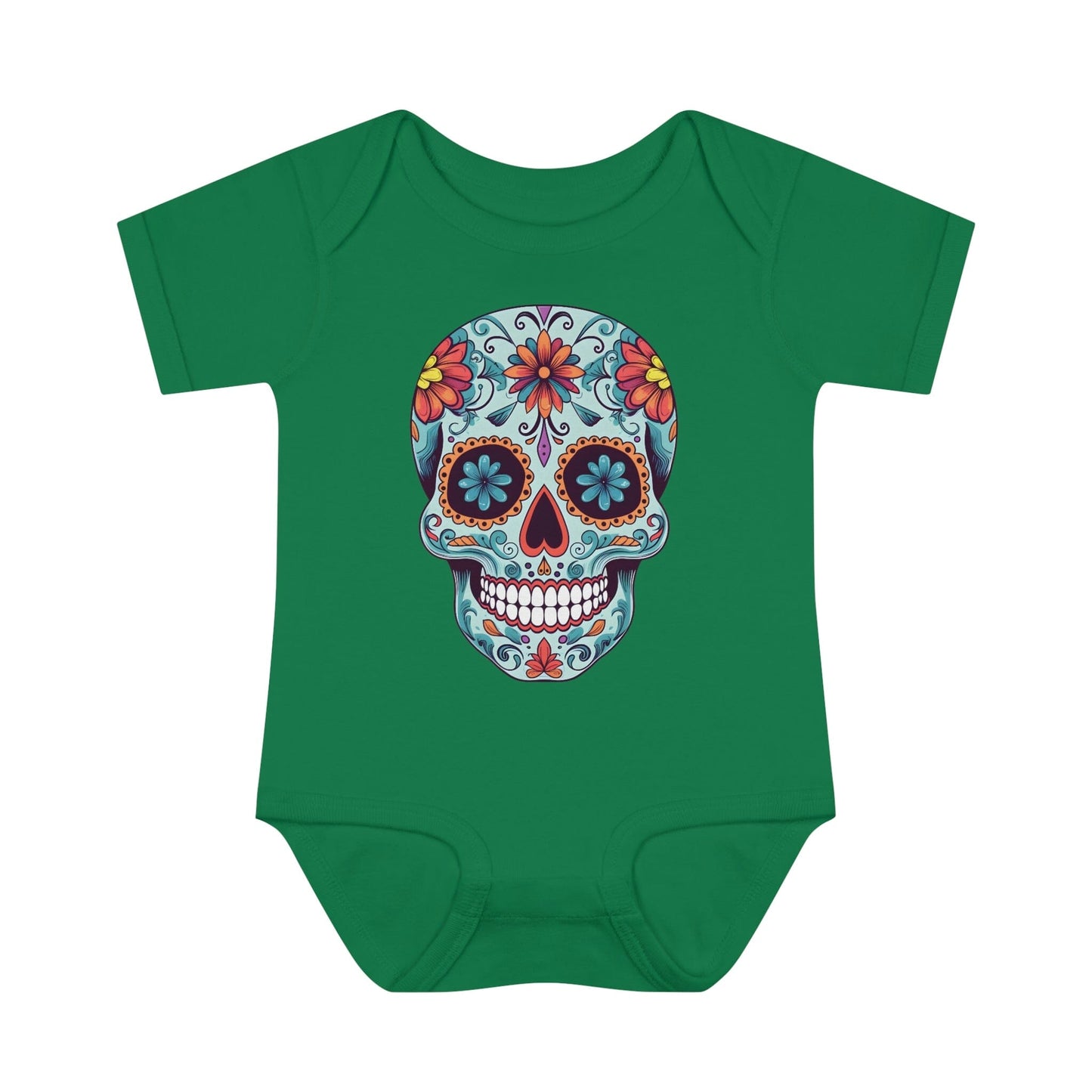 Tattoo Inspired Baby Onesie™ with Sugar Skull Design Kids clothes Printify 6M Kelly 