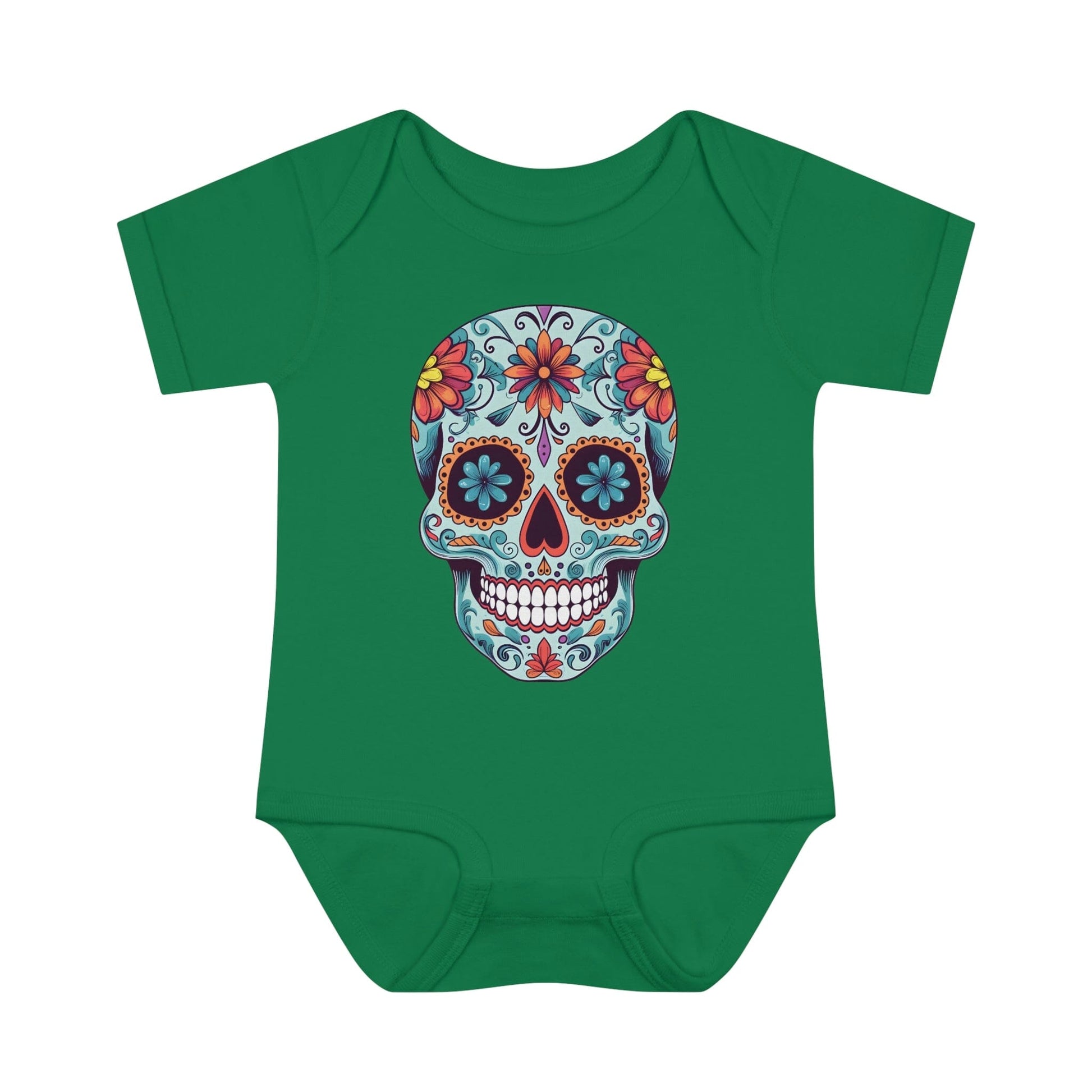 Tattoo Inspired Baby Onesie™ with Sugar Skull Design Kids clothes Printify 6M Kelly 