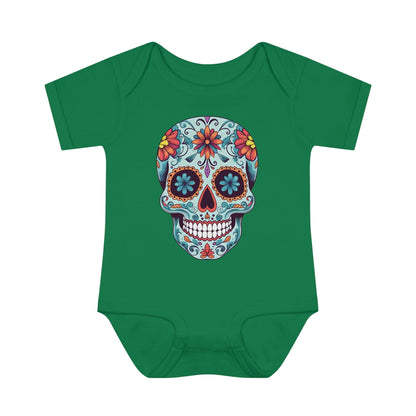 Tattoo Inspired Baby Onesie™ with Sugar Skull Design Kids clothes Printify 6M Kelly 