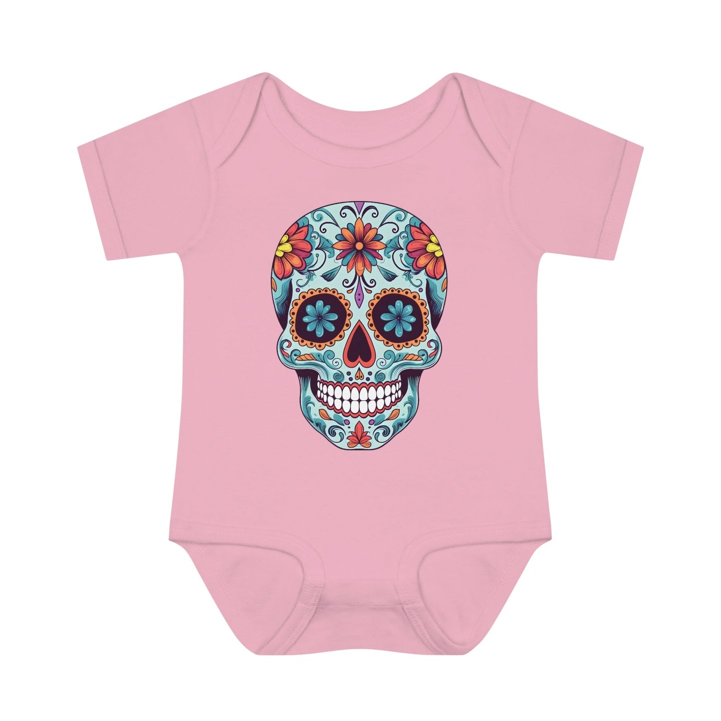 Tattoo Inspired Baby Onesie™ with Sugar Skull Design Kids clothes Printify 6M Pink 