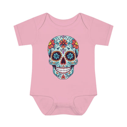 Tattoo Inspired Baby Onesie™ with Sugar Skull Design Kids clothes Printify 6M Pink 