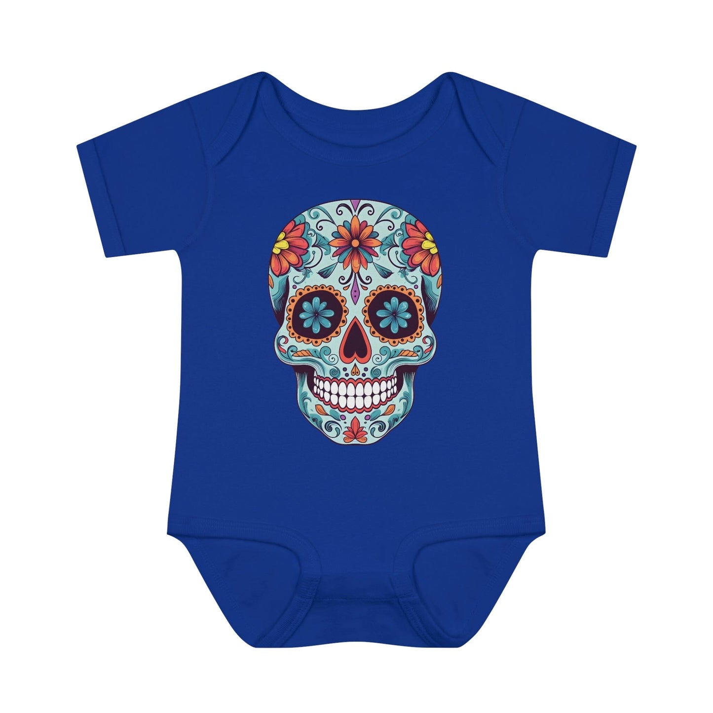 Tattoo Inspired Baby Onesie™ with Sugar Skull Design Kids clothes Printify 6M Royal 