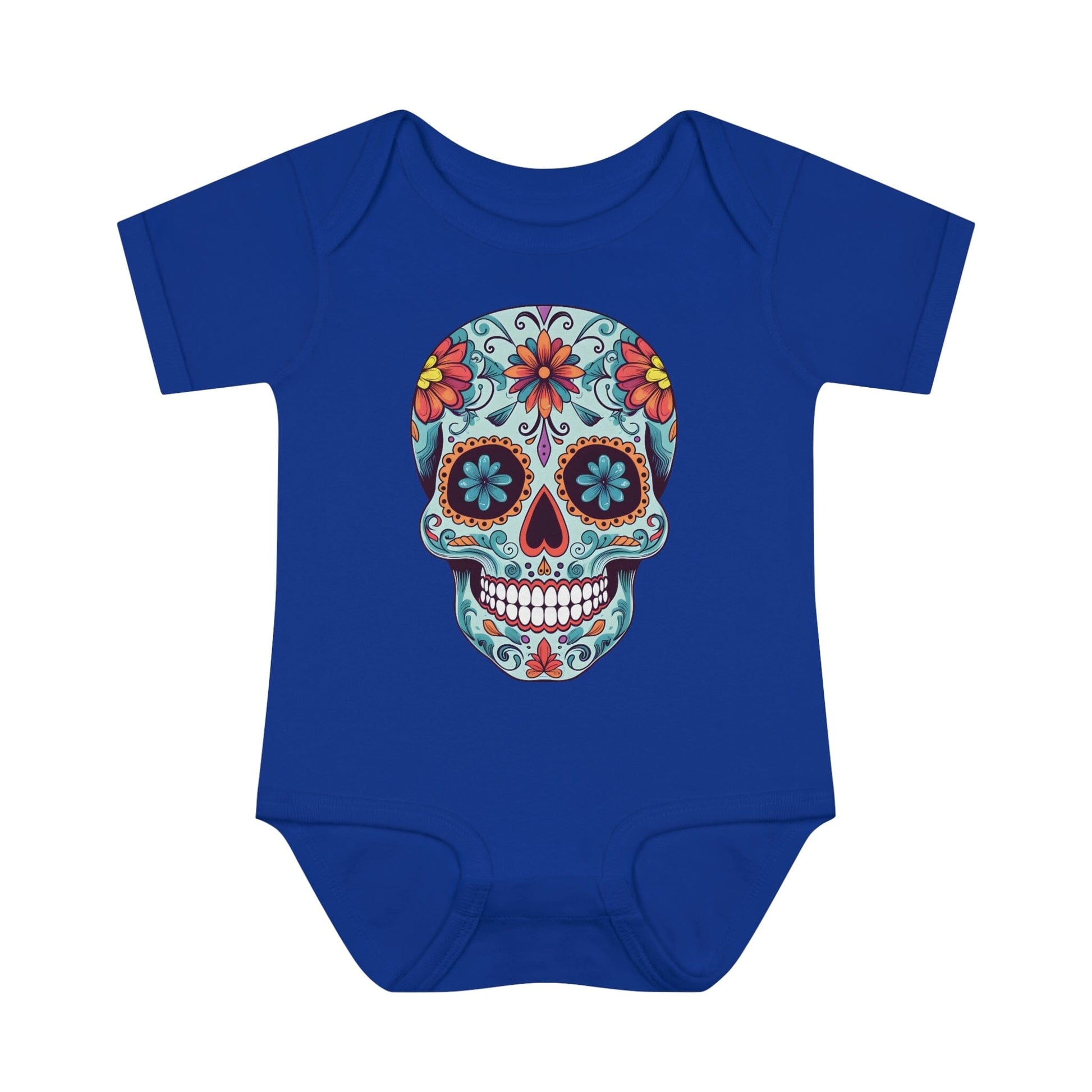 Tattoo Inspired Baby Onesie™ with Sugar Skull Design Kids clothes Printify 6M Royal 