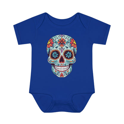 Tattoo Inspired Baby Onesie™ with Sugar Skull Design Kids clothes Printify 6M Royal 