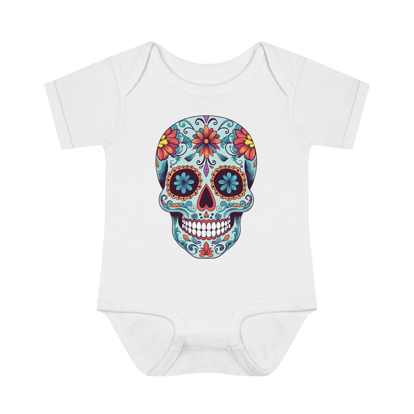 Tattoo Inspired Baby Onesie™ with Sugar Skull Design Kids clothes Printify 6M White 