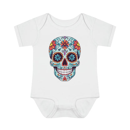 Tattoo Inspired Baby Onesie™ with Sugar Skull Design Kids clothes Printify 6M White 