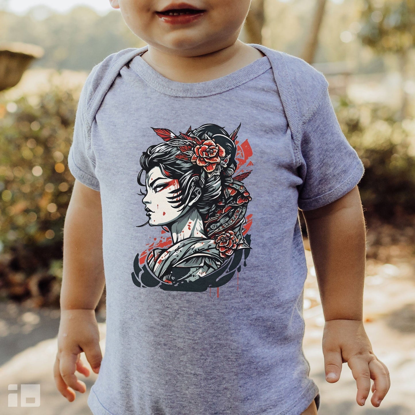 Tattoo Inspired, Japanese Geisha Onesie™- Fierce Design Kids clothes InkedOut Heather NB (0-3M) 