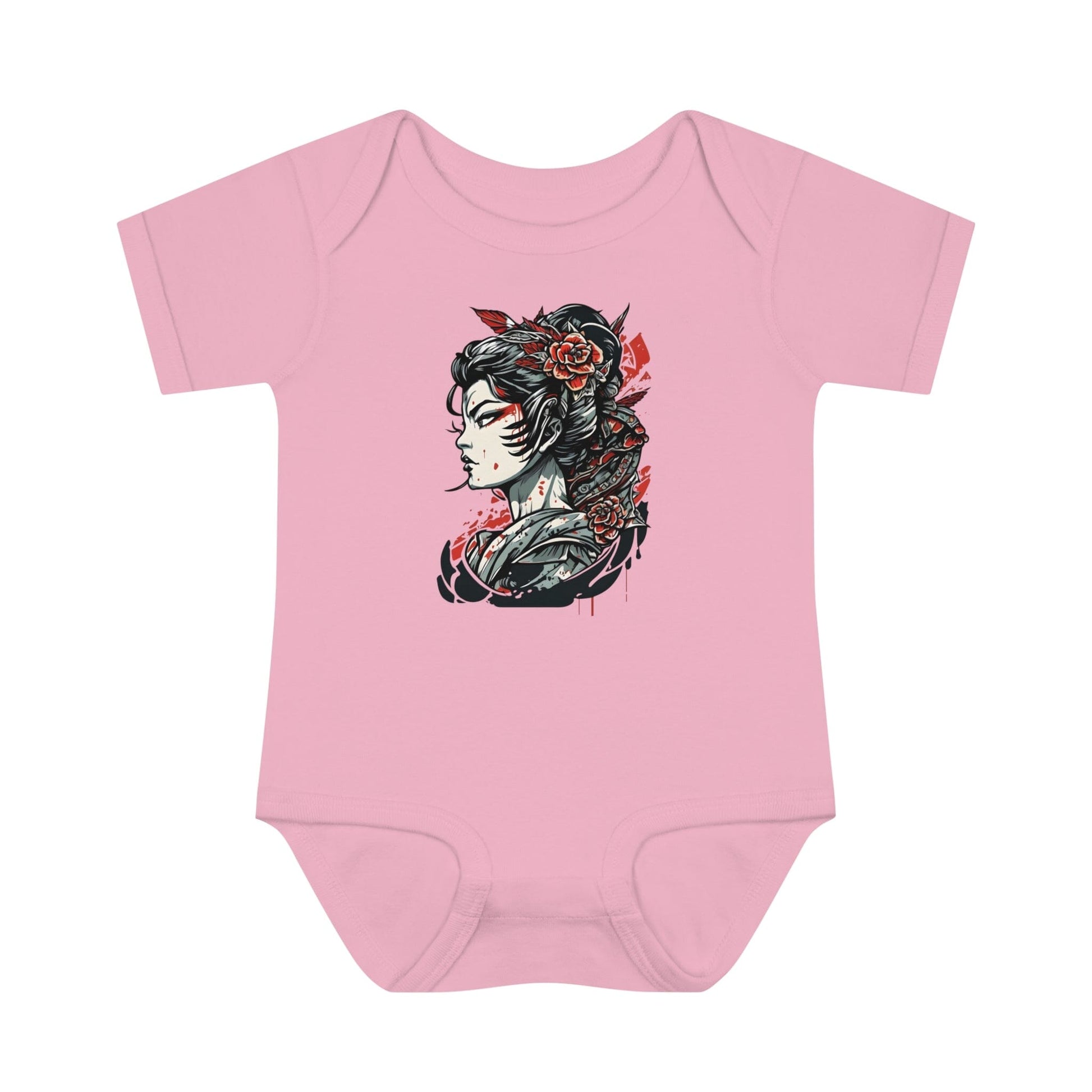 Tattoo Inspired, Japanese Geisha Onesie™- Fierce Design Kids clothes InkedOut Pink NB (0-3M) 