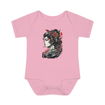 Tattoo Inspired, Japanese Geisha Onesie™- Fierce Design Kids clothes InkedOut Pink NB (0-3M) 