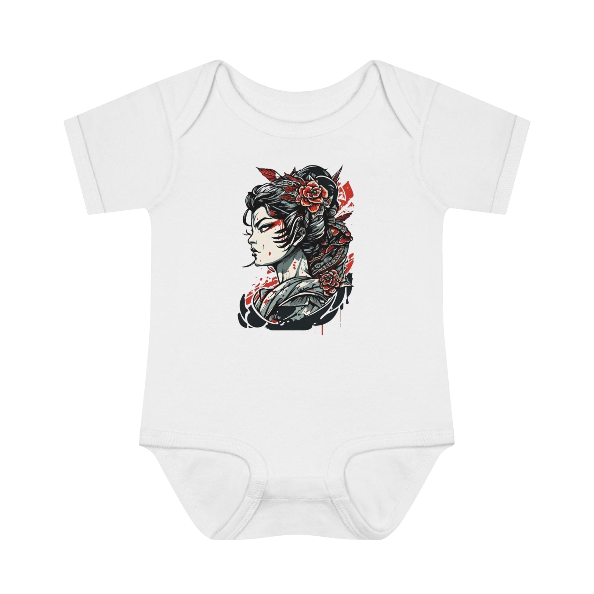 Tattoo Inspired, Japanese Geisha Onesie™- Fierce Design Kids clothes InkedOut White NB (0-3M) 