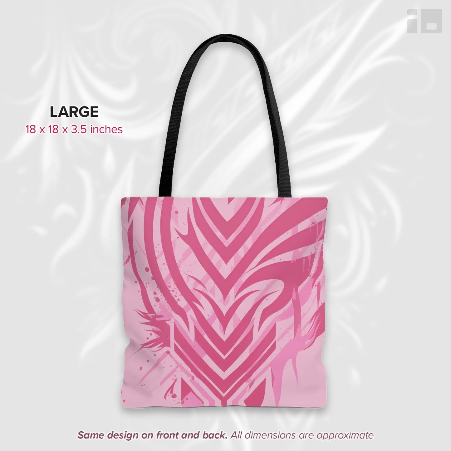 Totally Pink! Tribal Tote Bag- Tattoo Inspired Fashion Bags Printify Large 