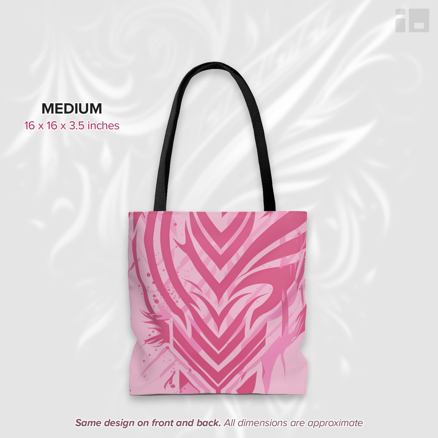 Totally Pink! Tribal Tote Bag- Tattoo Inspired Fashion Bags Printify Medium 