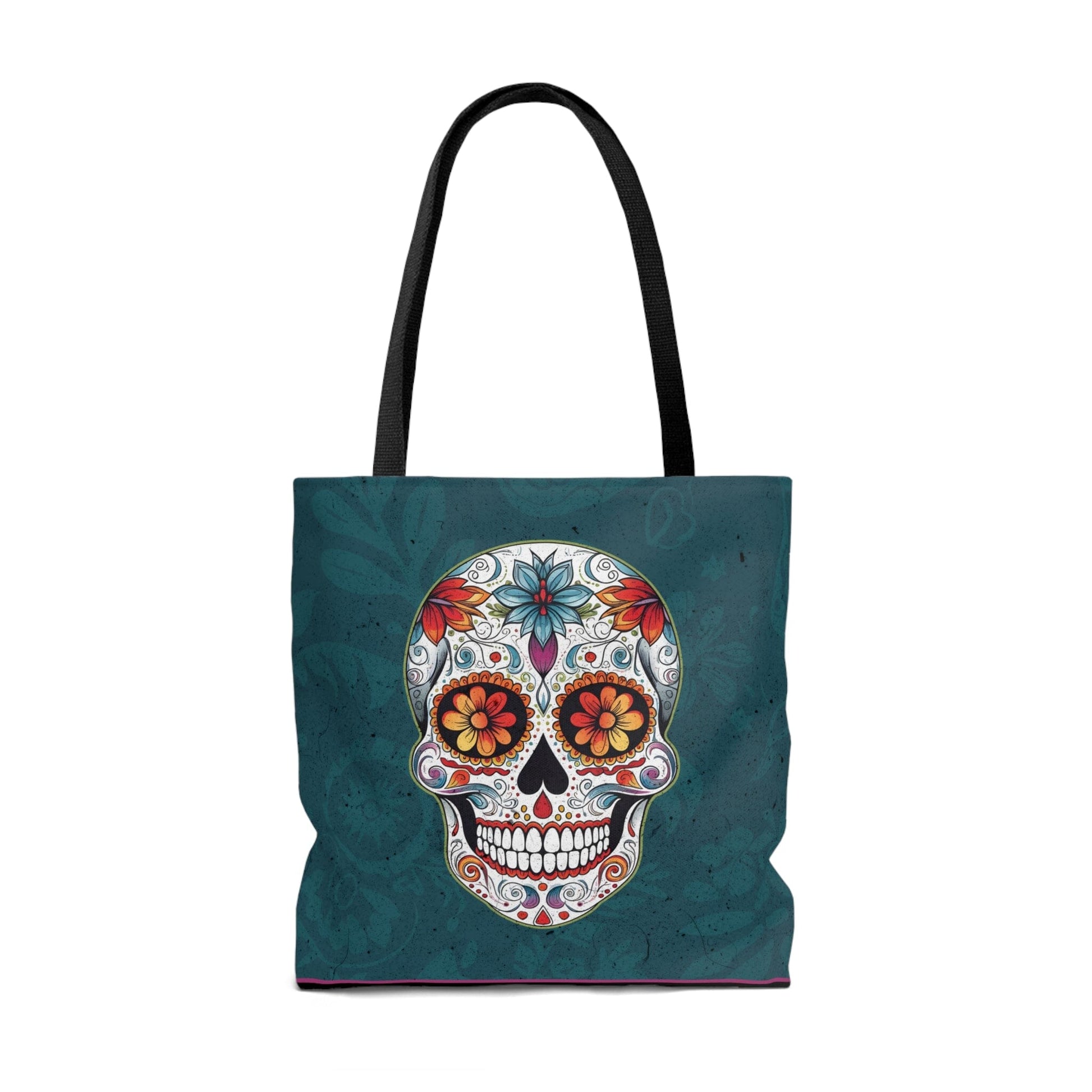 Traditional Mexican Sugar Skull Tote Bag - Dia de los Muertos Calavera Inspired Canvas Bag Bags InkedOut 