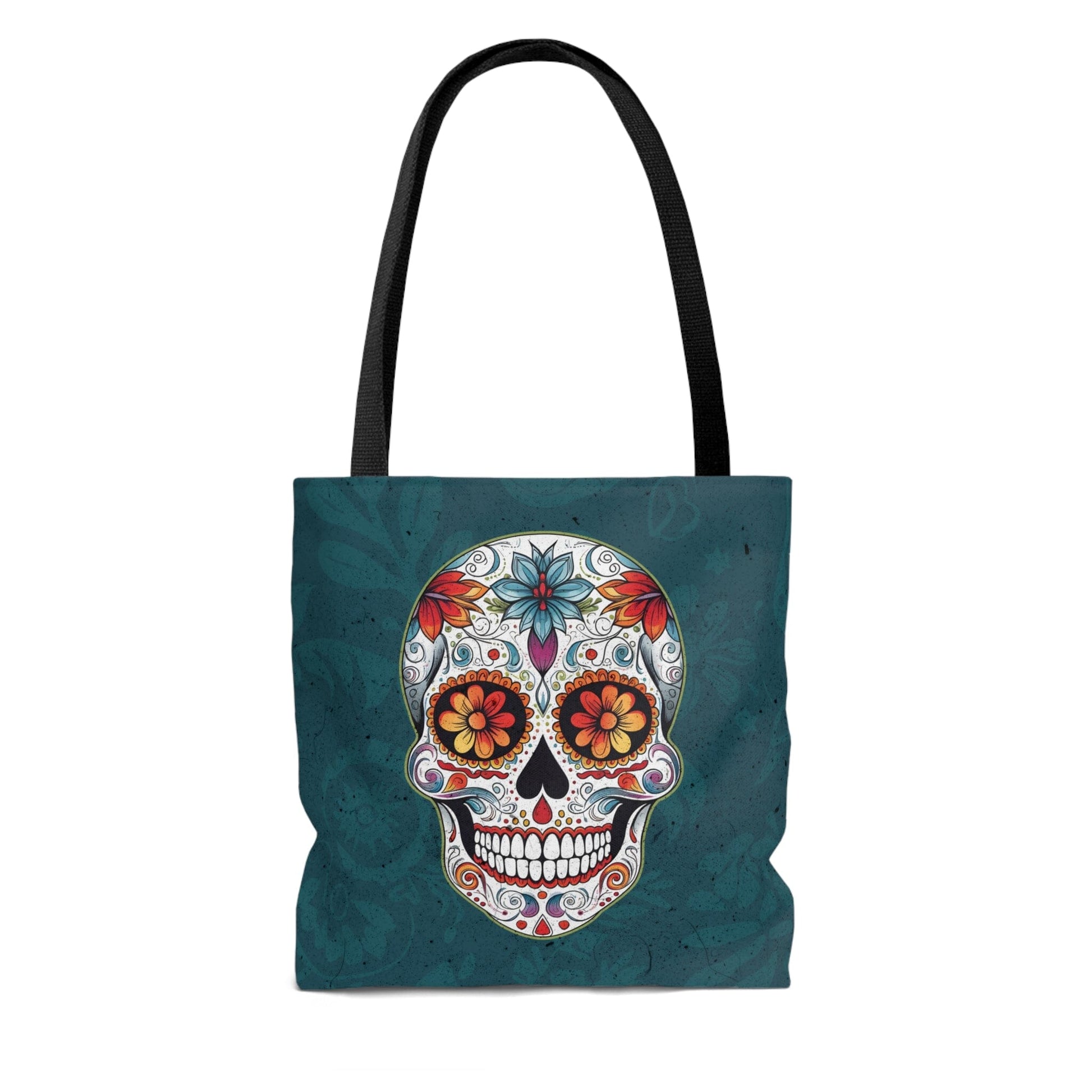 Traditional Mexican Sugar Skull Tote Bag - Dia de los Muertos Calavera Inspired Canvas Bag Bags InkedOut 