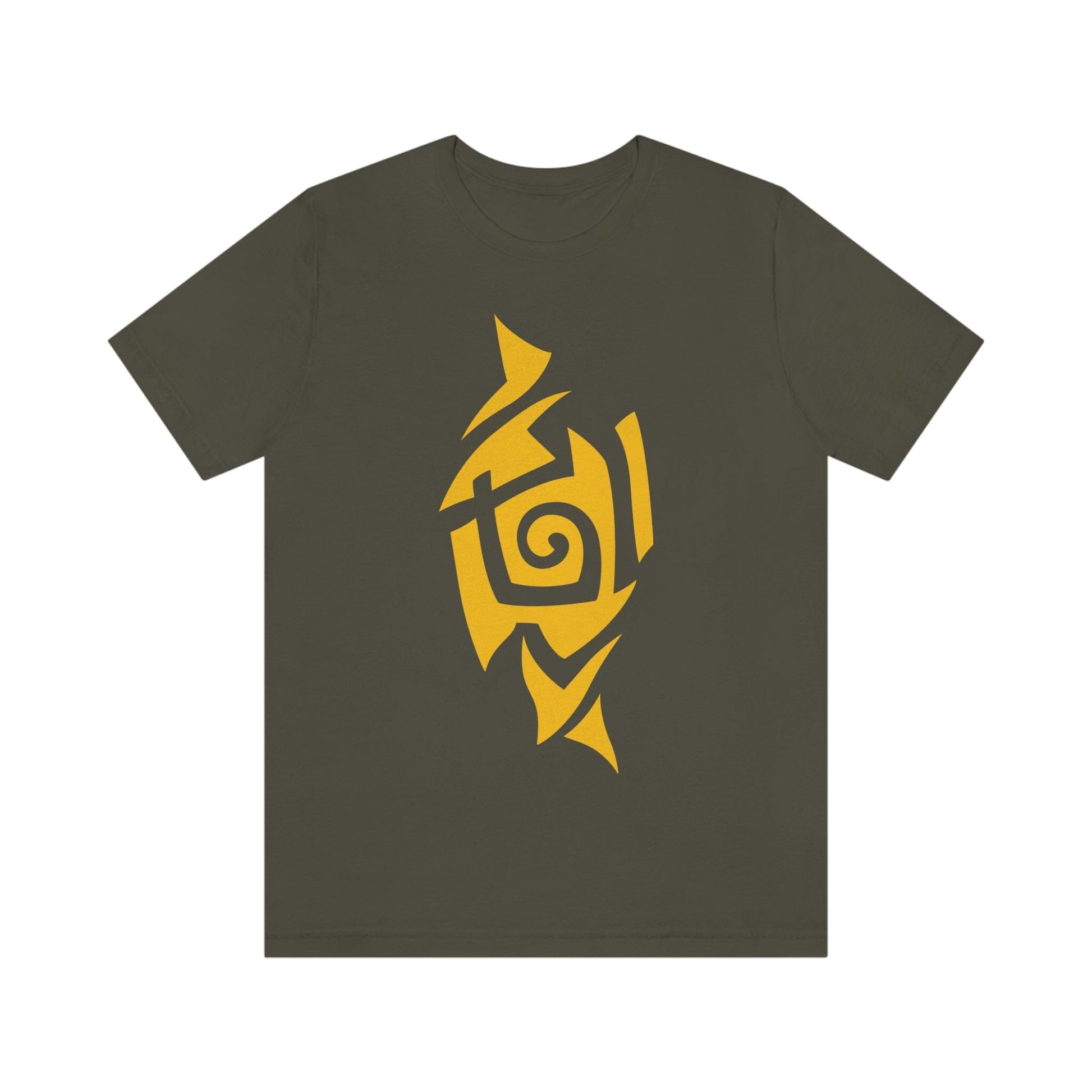 Unisex Caution Yellow Tribal T-shirt- Tattoo Inspired Fashion T-Shirt Printify Army S 