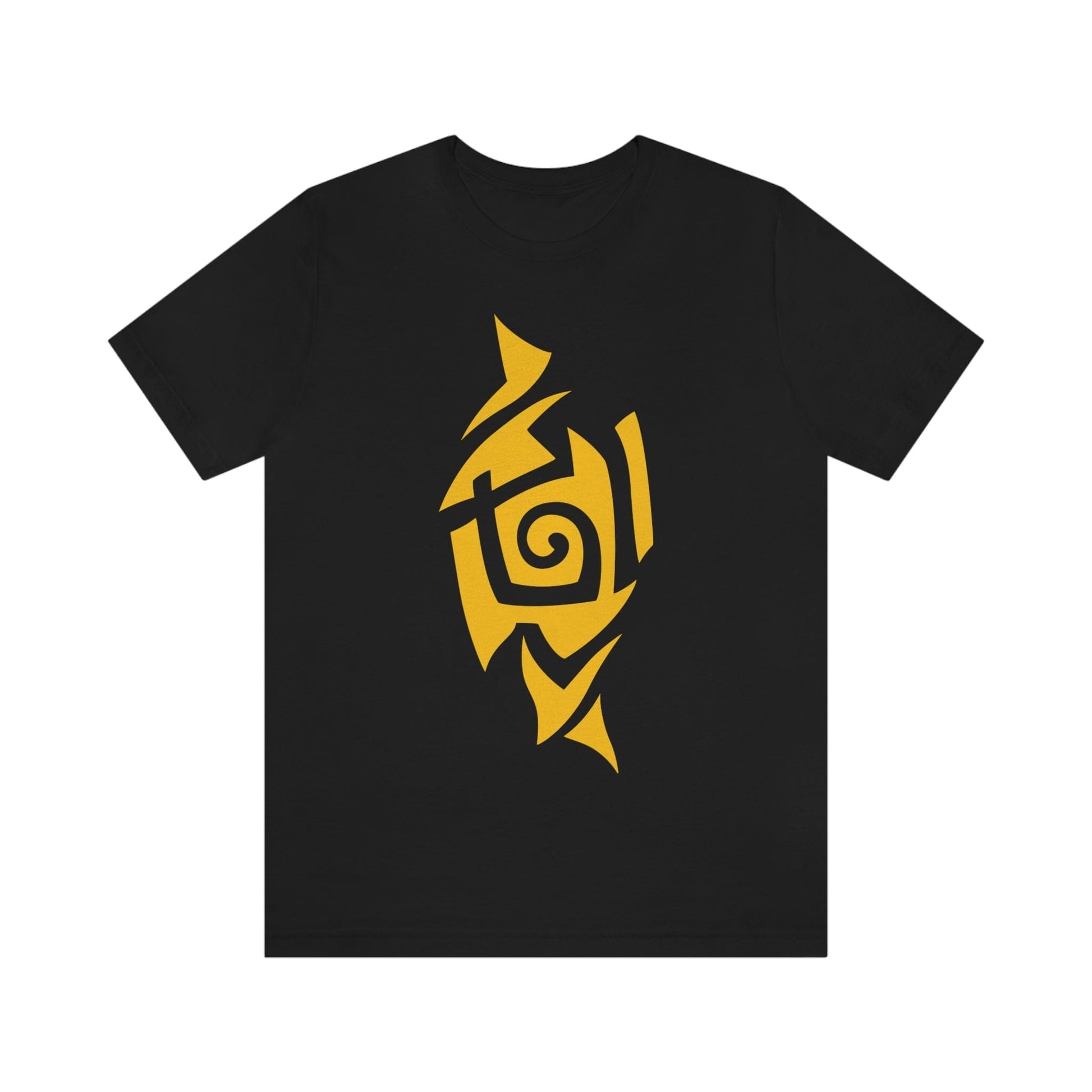 Unisex Caution Yellow Tribal T-shirt- Tattoo Inspired Fashion T-Shirt Printify Black M 