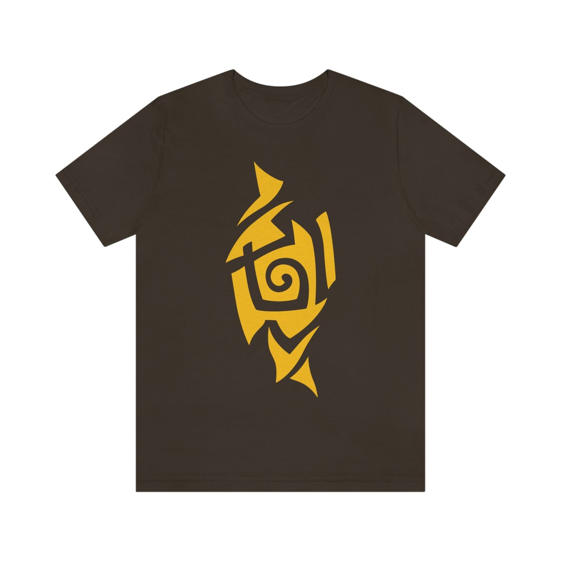 Unisex Caution Yellow Tribal T-shirt- Tattoo Inspired Fashion T-Shirt Printify Brown S 