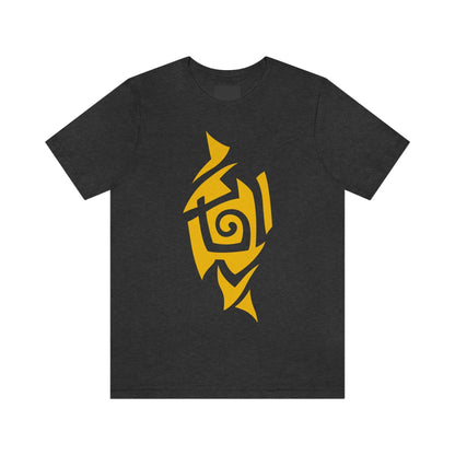 Unisex Caution Yellow Tribal T-shirt- Tattoo Inspired Fashion T-Shirt Printify Dark Grey Heather S 