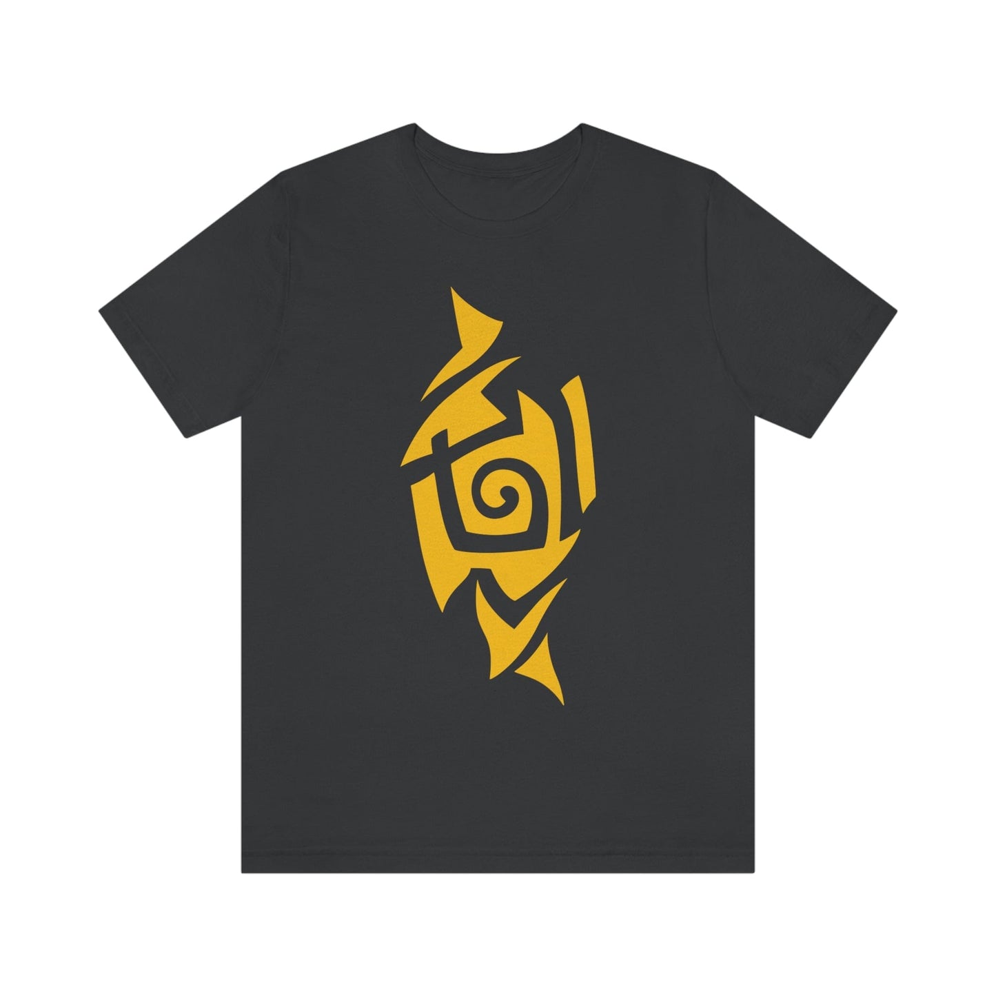 Unisex Caution Yellow Tribal T-shirt- Tattoo Inspired Fashion T-Shirt Printify Dark Grey S 