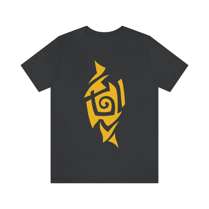 Unisex Caution Yellow Tribal T-shirt- Tattoo Inspired Fashion T-Shirt Printify Dark Grey S 