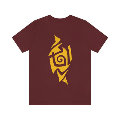 Unisex Caution Yellow Tribal T-shirt- Tattoo Inspired Fashion T-Shirt Printify Maroon S 