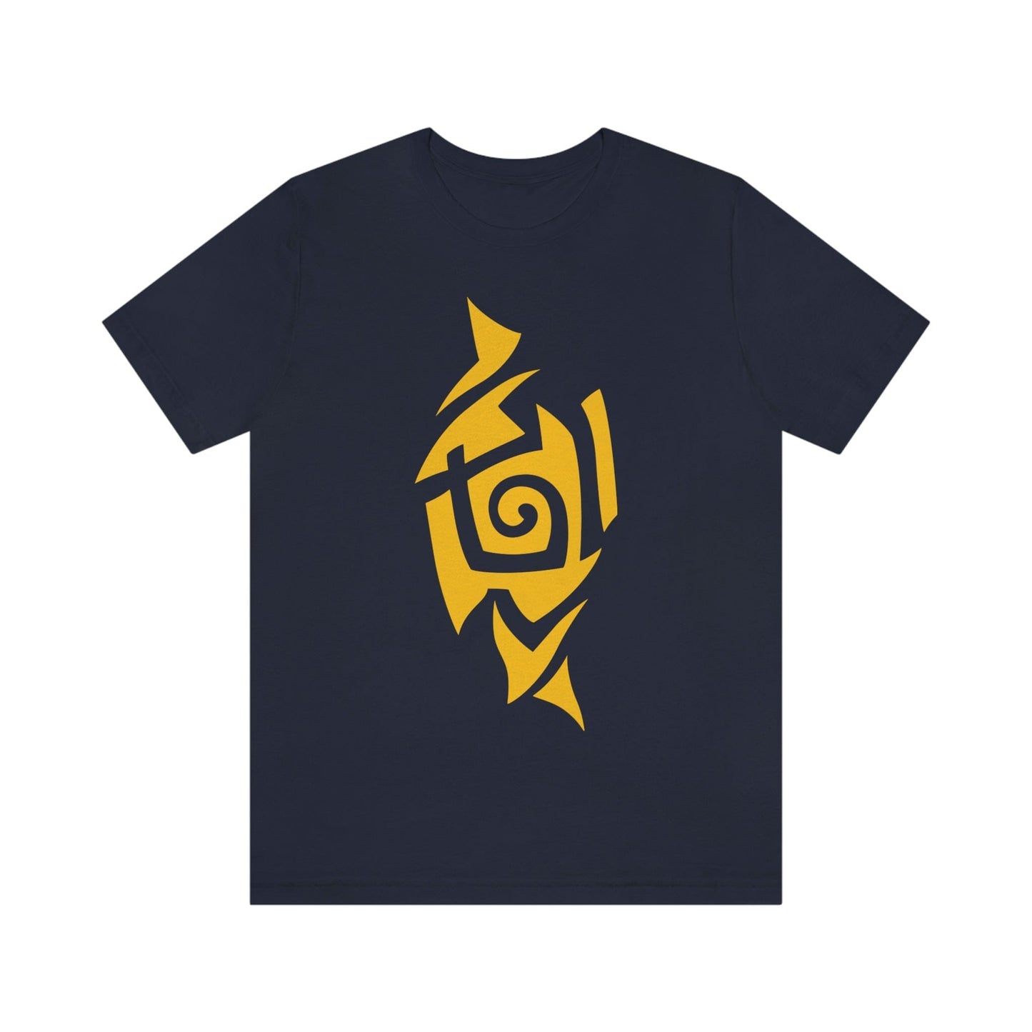 Unisex Caution Yellow Tribal T-shirt- Tattoo Inspired Fashion T-Shirt Printify Navy S 