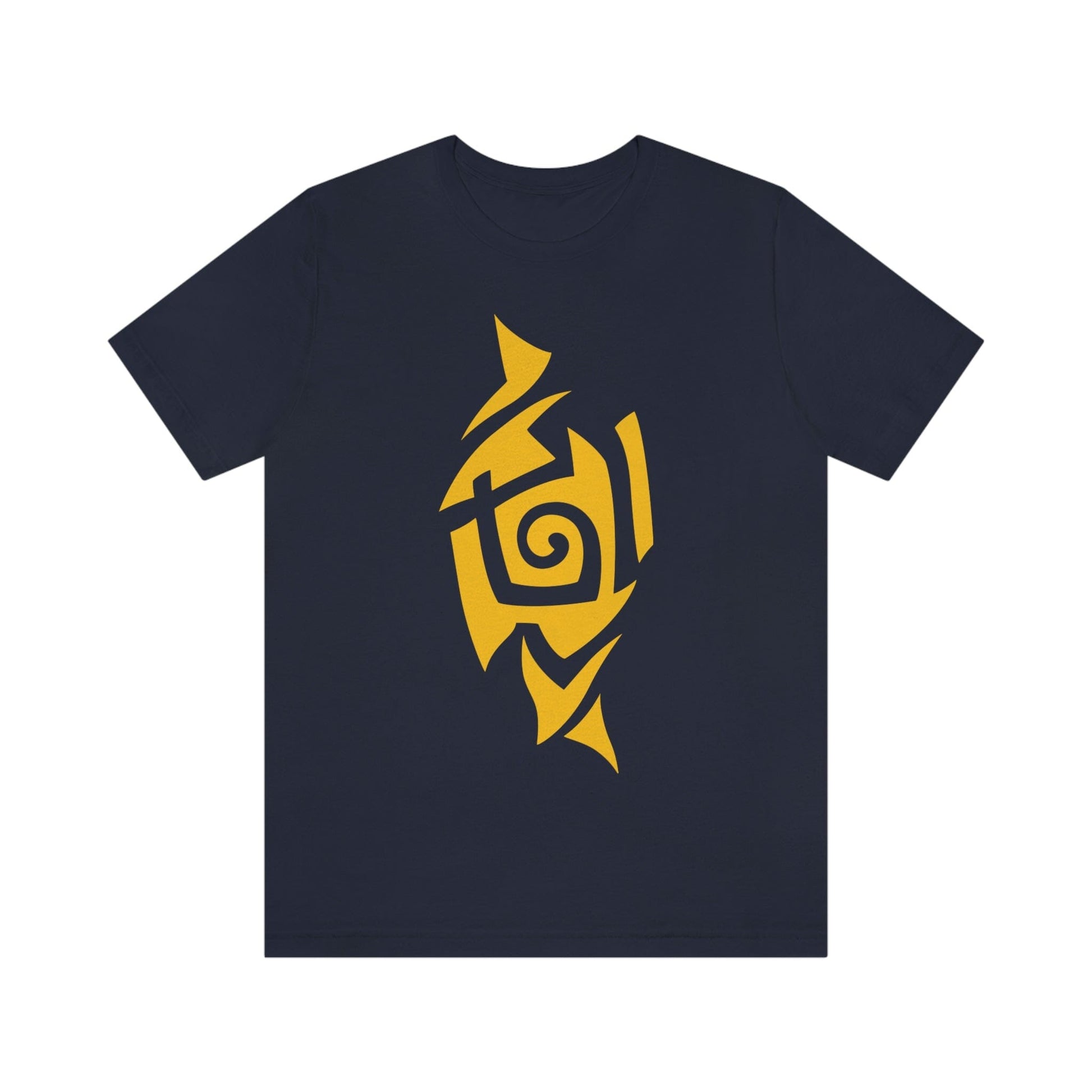 Unisex Caution Yellow Tribal T-shirt- Tattoo Inspired Fashion T-Shirt Printify Navy S 