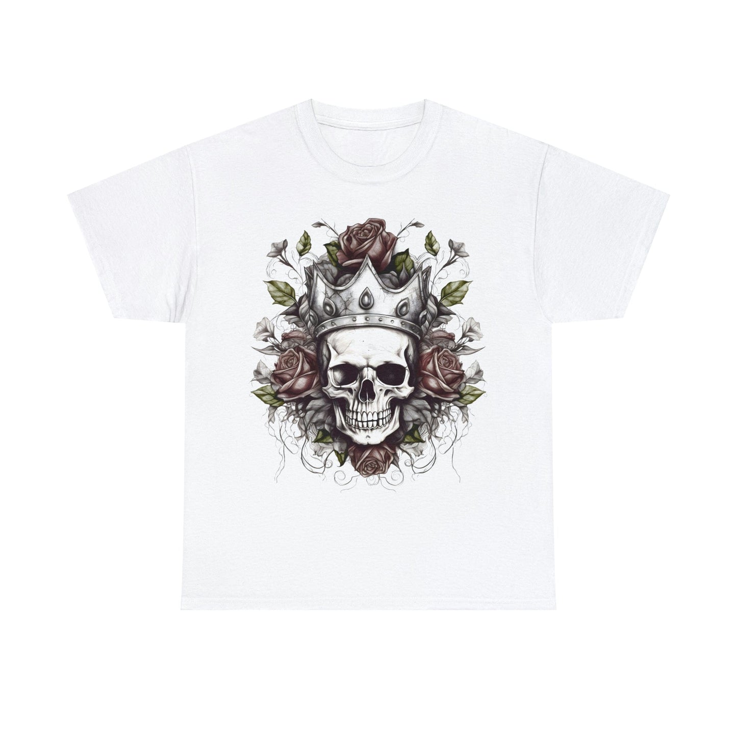 Unisex Classic Skull and Roses Tattoo Design T-shirt T-Shirt Printify White M 