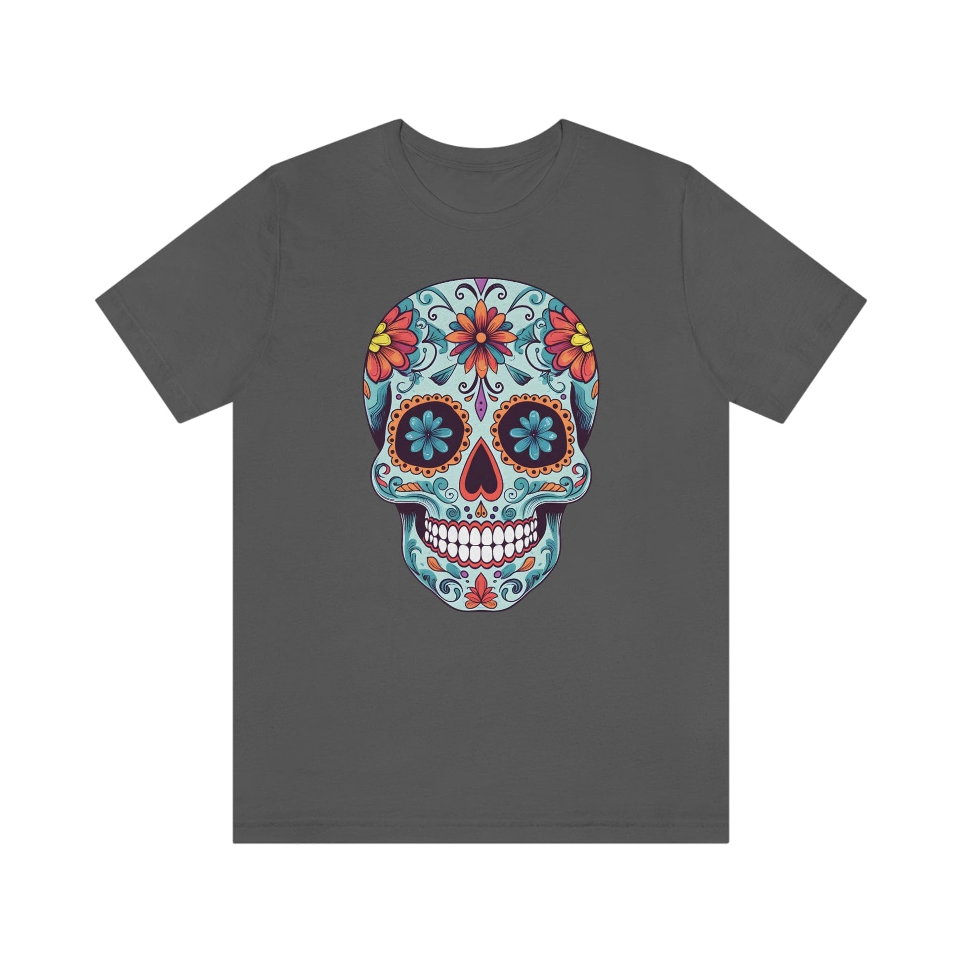 Unisex Day of the Dead Calavera T-Shirt - Mexican Sugar Skull Tee T-Shirt Printify S Asphalt 