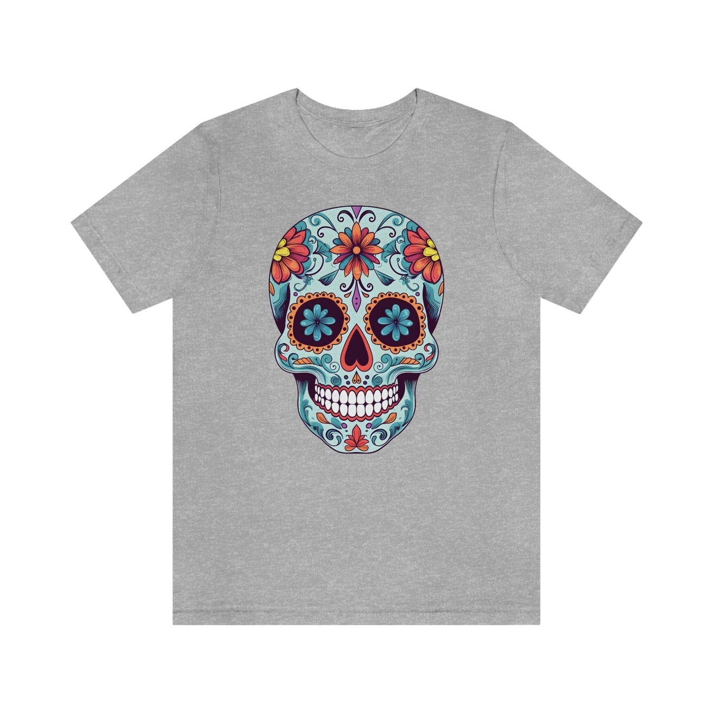 Unisex Day of the Dead Calavera T-Shirt - Mexican Sugar Skull Tee T-Shirt Printify S Athletic Heather 