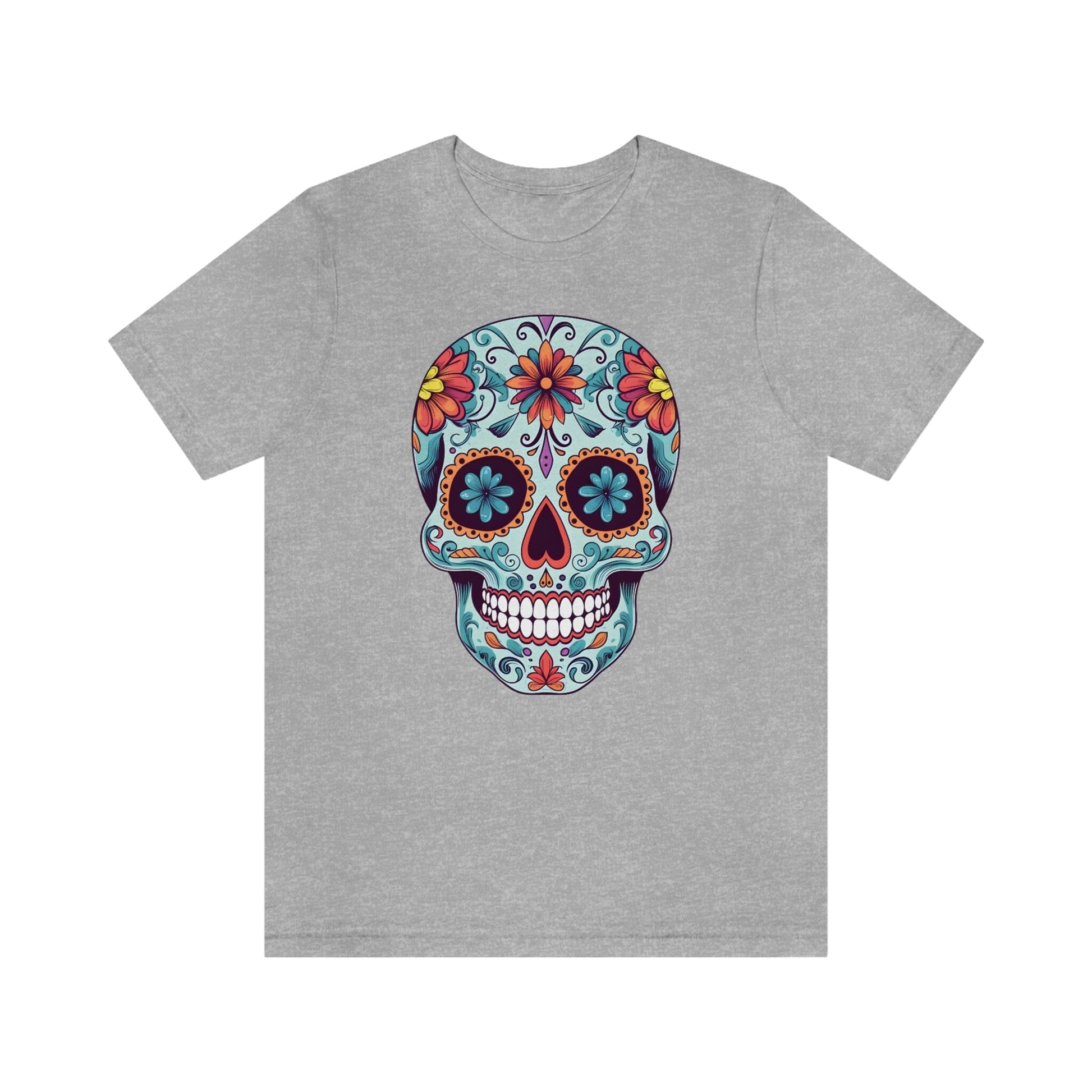 Unisex Day of the Dead Calavera T-Shirt - Mexican Sugar Skull Tee T-Shirt Printify S Athletic Heather 