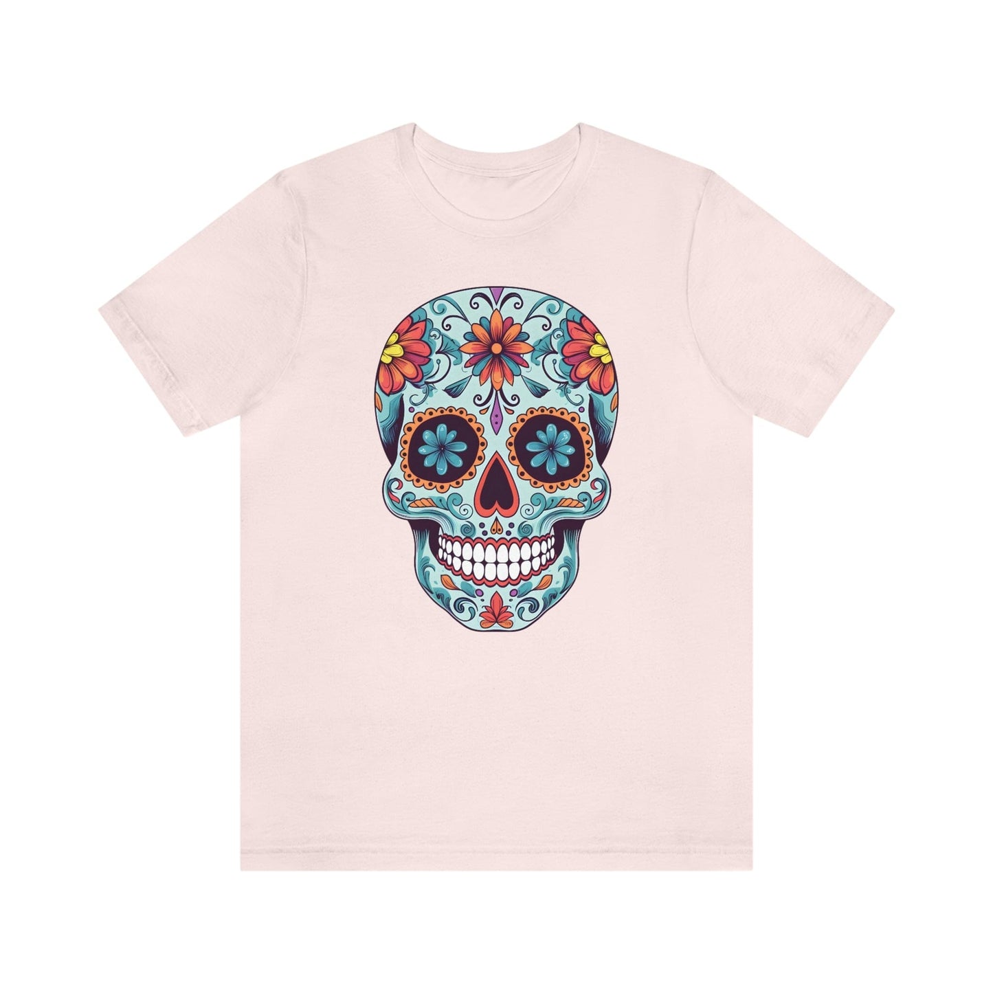 Unisex Day of the Dead Calavera T-Shirt - Mexican Sugar Skull Tee T-Shirt Printify S Soft Pink 