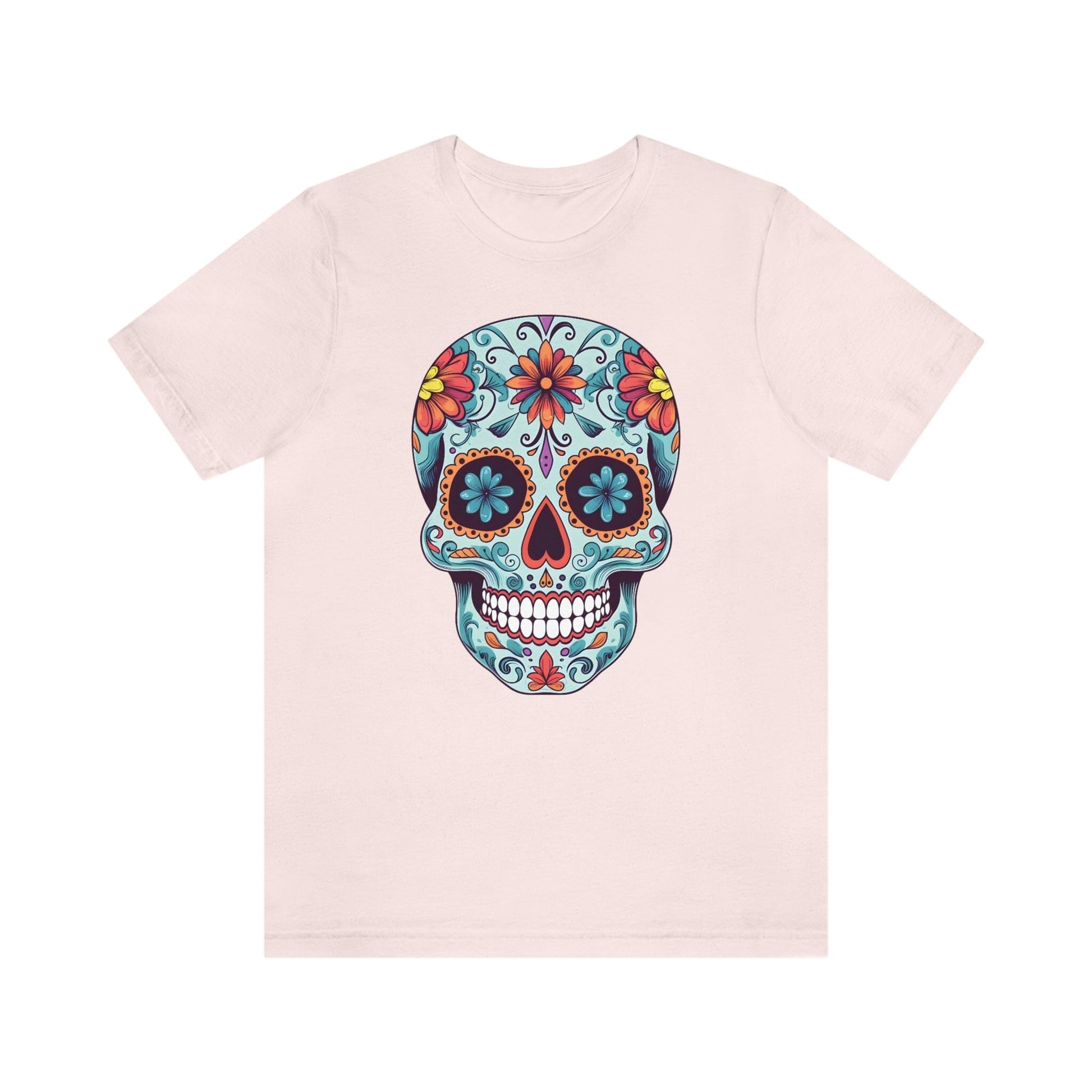 Unisex Day of the Dead Calavera T-Shirt - Mexican Sugar Skull Tee T-Shirt Printify S Soft Pink 