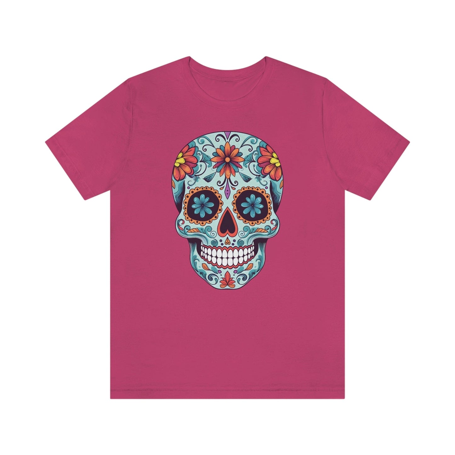 Unisex Day of the Dead Calavera T-Shirt - Mexican Sugar Skull Tee T-Shirt Printify XS Berry 