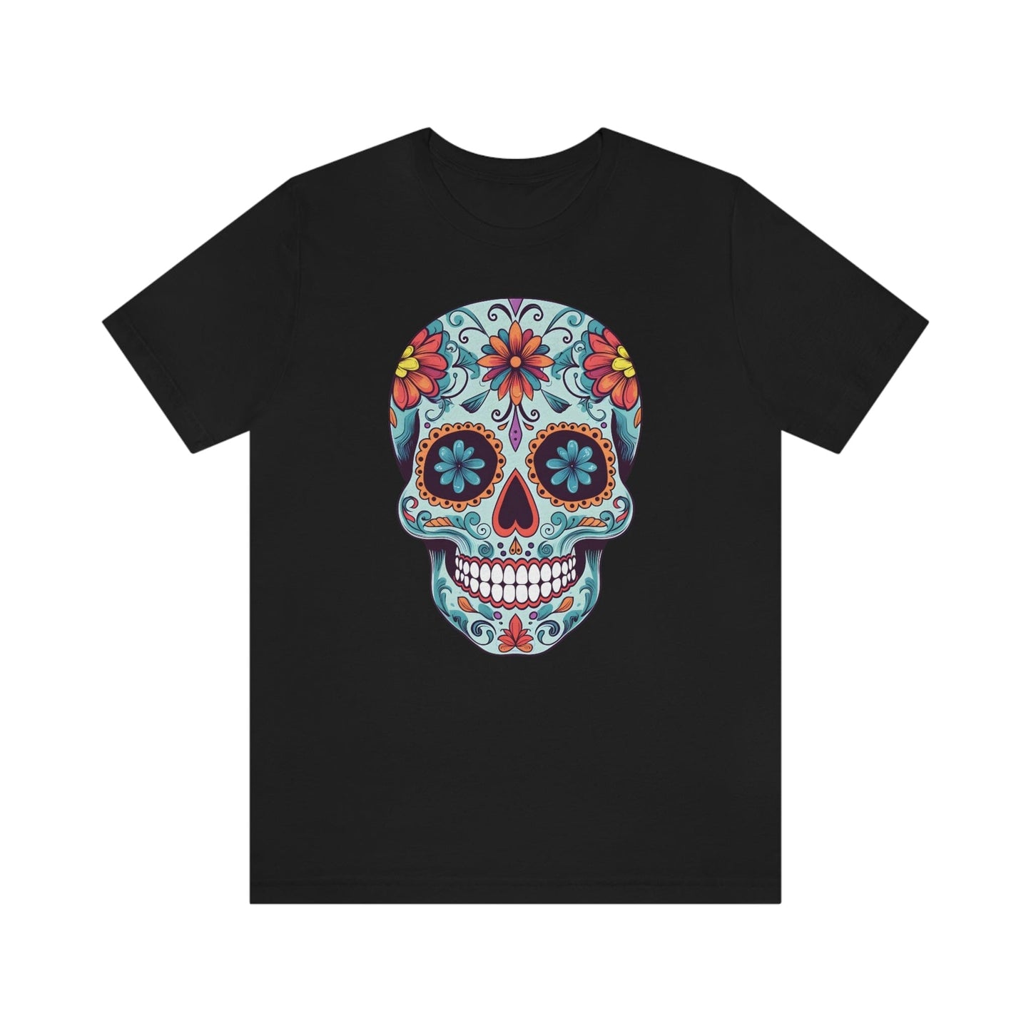 Unisex Day of the Dead Calavera T-Shirt - Mexican Sugar Skull Tee T-Shirt Printify XS Black 