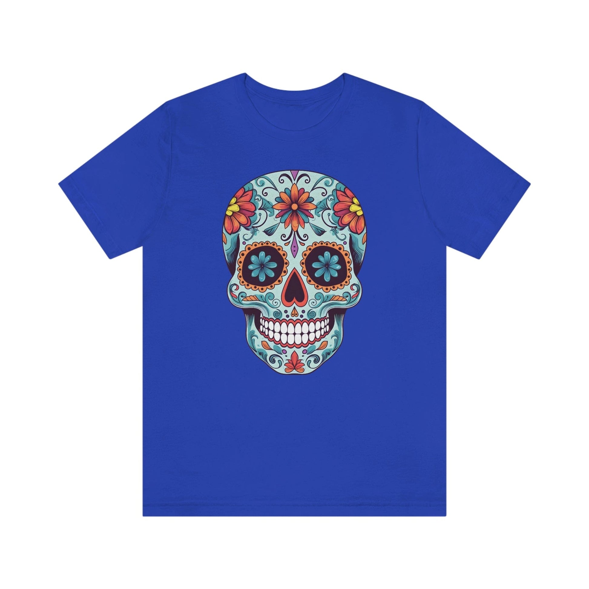 Unisex Day of the Dead Calavera T-Shirt - Mexican Sugar Skull Tee T-Shirt Printify XS True Royal 