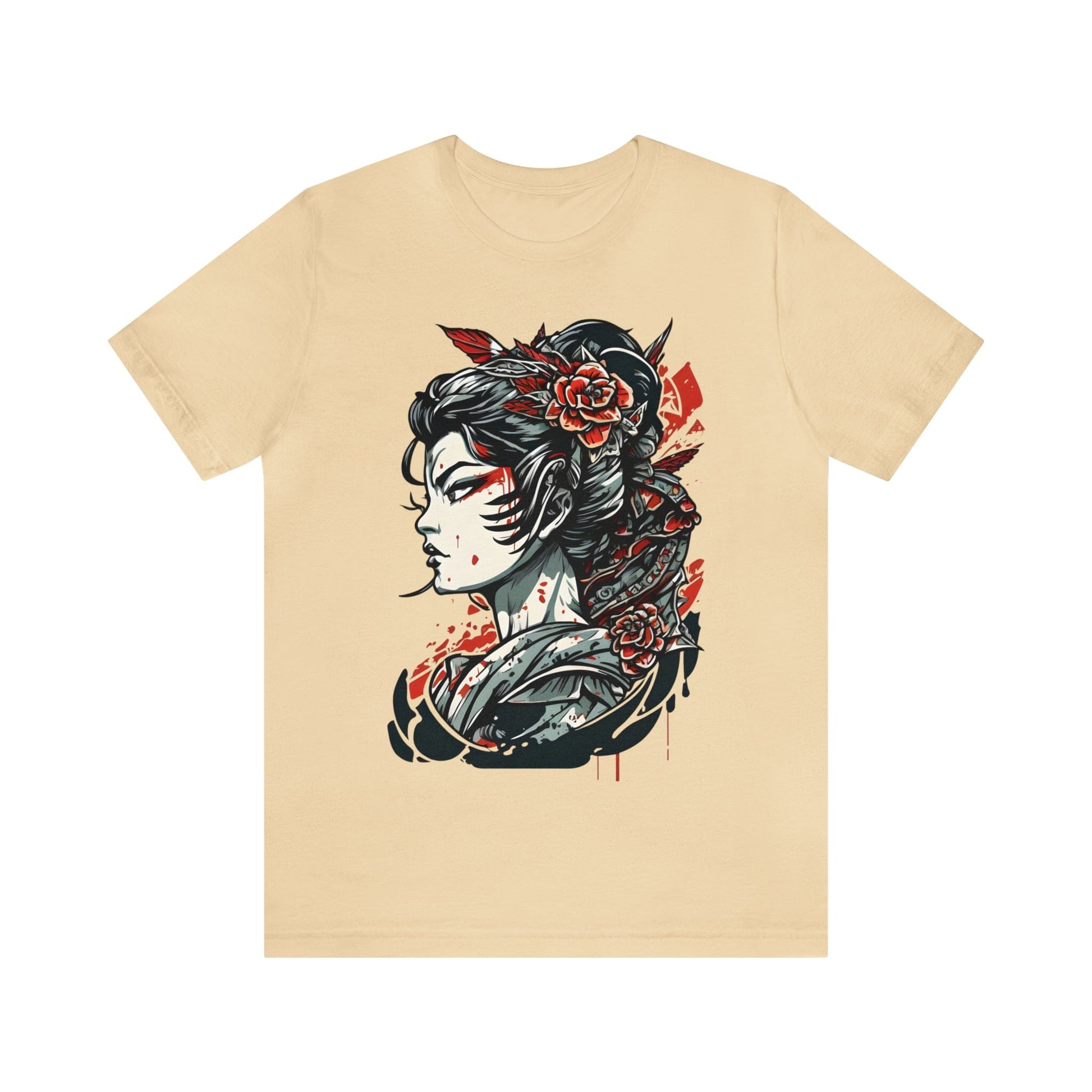 Unisex Japanese Geisha Artistic Design T-shirt- Tattoo Inspired Apparel T-Shirt InkedOut Soft Cream M 