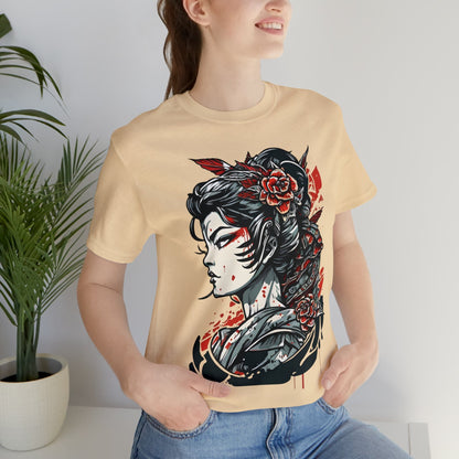 Unisex Japanese Geisha Artistic Design T-shirt- Tattoo Inspired Apparel T-Shirt InkedOut Soft Cream S 